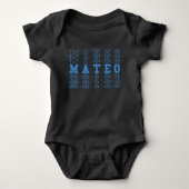 Mateo Gepersonaliseerde Blauwe Baby Boy Naam Romper (Voorkant)