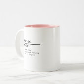 Mateo, jongen gepersonaliseerde naam definitie tweekleurige koffiemok (Voorkant links)