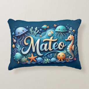 Mateo Naam Oceaan Thema Decoratief Zee Leven Accent Kussen