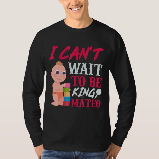 Mateo Zwangerschap Aankondiging Baby 9 Maandberich T-shirt (Voorkant)