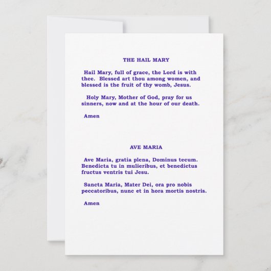 Mater Dei Flat  Gebeds-/wenskaart Bedankkaart (Achterkant)