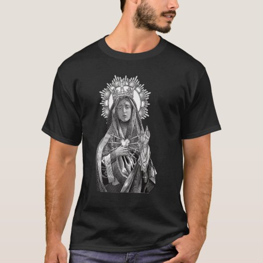 Mater Dolorosa Our Lady of Sorrows Virgin Mary Cat T-shirt (Voorkant)