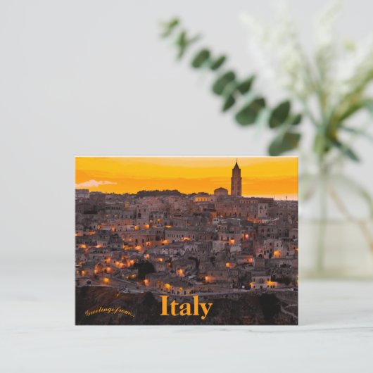 Matera Italië bij zonsondergang Briefkaart (Staand voorkant)