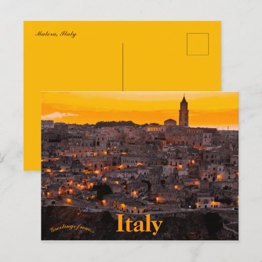 Matera Italië bij zonsondergang Briefkaart (Voorkant / Achterkant)