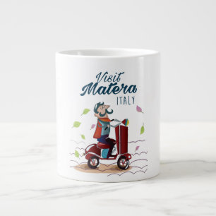 Matera Italië Cartoon Scooter reisprent Grote Koffiekop