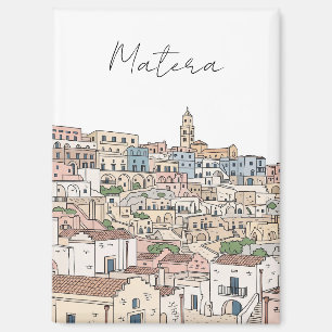 Matera Italië Reis Illustratie Ansichtkaart Magneet