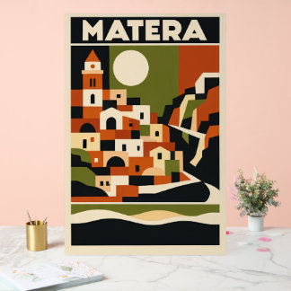 Matera Italië Reisposter Bauhaus Geometrische Kuns Acryl Bord