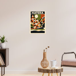 Matera Italië Reisposter Bauhaus Geometrische Kuns Poster