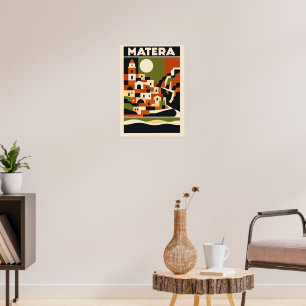 Matera Italië Reisposter Bauhaus Geometrische Kuns Poster