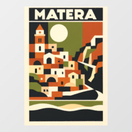 Matera Italië Reisposter Bauhaus Geometrische Kuns Raamsticker