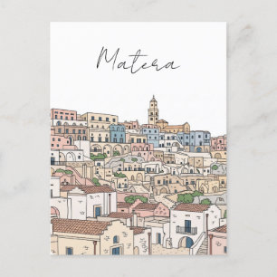 Matera Italië Travel Illustration Briefkaart