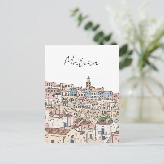 Matera Italië Travel Illustration Briefkaart (Staand voorkant)