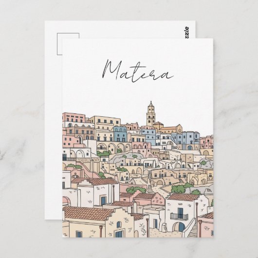 Matera Italië Travel Illustration Briefkaart (Voorkant / Achterkant)