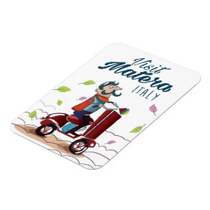 Matera Italy Cartoon Scooter-reisdruk Magneet