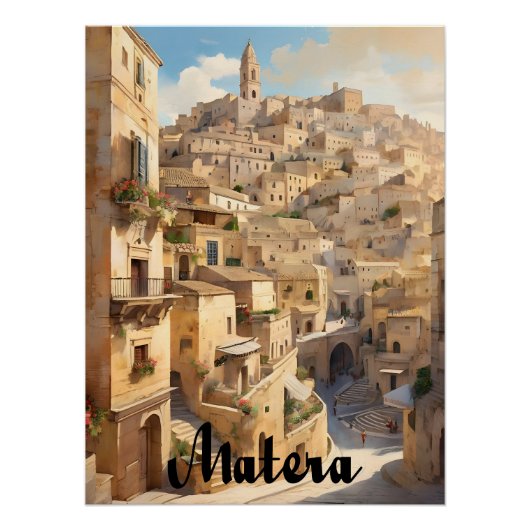 Matera Italy Historic Town Travel Poster (Voorkant)