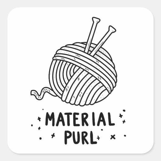 Materiaal Purl Breipen Vierkante Sticker (Voorkant)