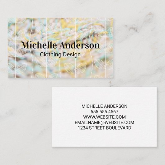 Materiaal van weefsel | Plant Doodle Patroon Visitekaartje (Voorkant / Achterkant)