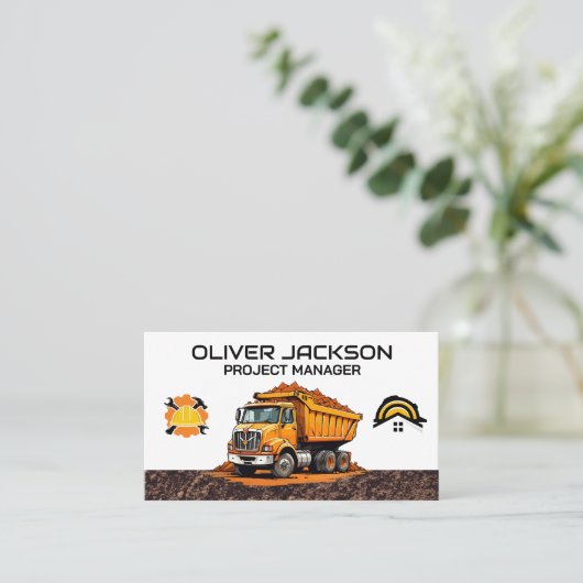 materiaal voor het vervoeren van bouwvuilwagens visitekaartje (Staand voorkant)