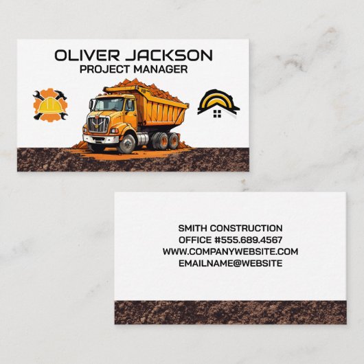 materiaal voor het vervoeren van bouwvuilwagens visitekaartje (Voorkant / Achterkant)