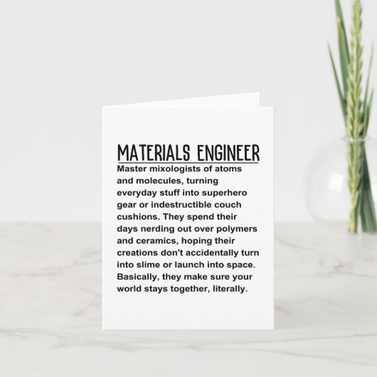 Materiaalingenieur Kaart (Voorkant)