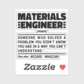 Materiaalingenieur Noun Cool Engineering Worker Sticker (Vel)