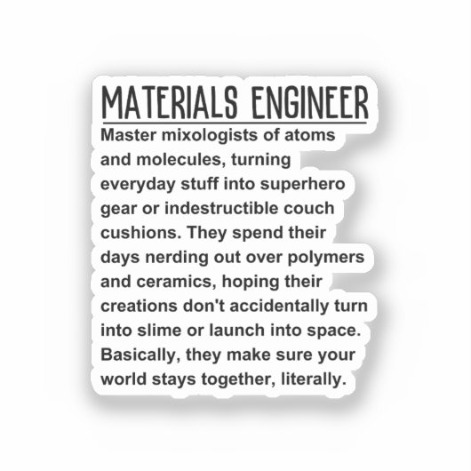 Materiaalingenieur Sticker (Voorkant)