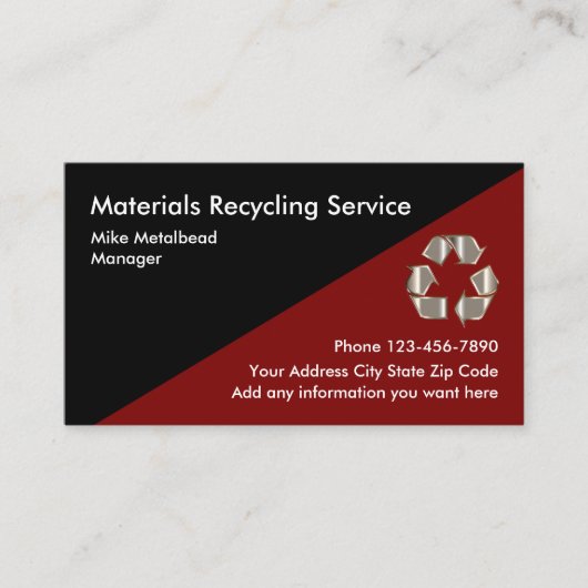 Material Recycling Diensten Visitekaartje (Voorkant)