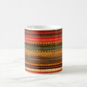 Material Textile Stripes Red Orange and Green Koffiemok (Center)