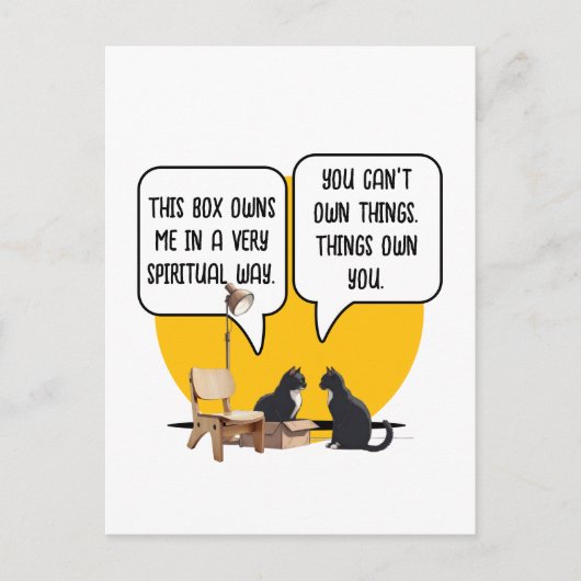 Materialisme Kat Filosofie Humor Briefkaart (Voorkant)
