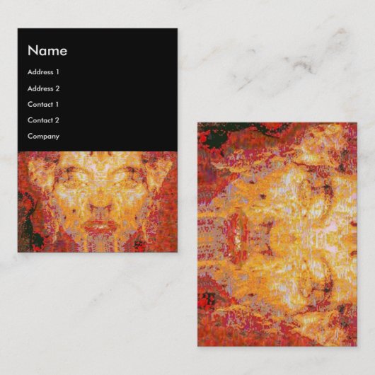 MATERIE MAAKT NIET UIT Fractal Mask in rood, zwart Visitekaartje (Voorkant / Achterkant)