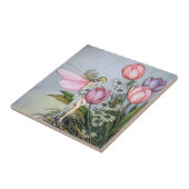 Materieel met tulpen keramische Tegel Tegeltje (Zijkant)