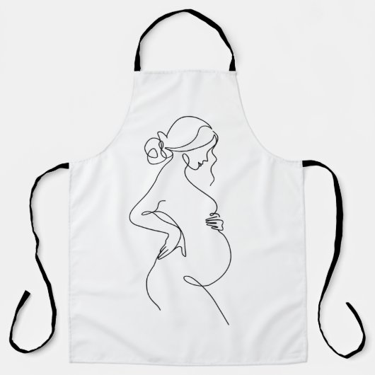 Maternal Elegance: Pregnant Women Line Art Schort (Voorkant)