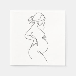 Maternal Elegance: Pregnant Women Line Art Servet