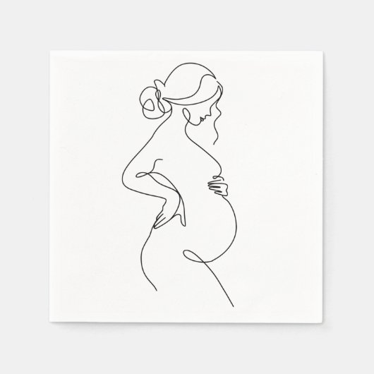 Maternal Elegance: Pregnant Women Line Art Servet (Voorkant)