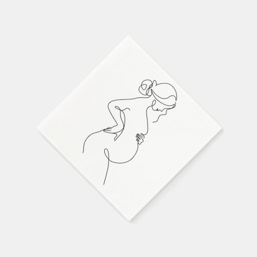 Maternal Elegance: Pregnant Women Line Art Servet (Hoek)