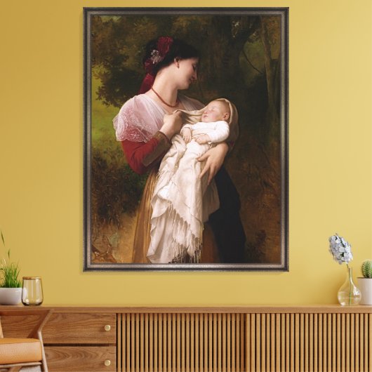 Maternale bewondering door William Adolphe Bouguer Canvas Afdruk (Insitu (Woonkamer))