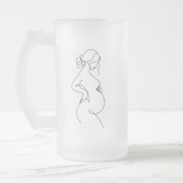 Maternale Elegantie: Zwangere Vrouwen Line Art Matglas Bierpul