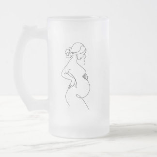 Maternale Elegantie: Zwangere Vrouwen Line Art Matglas Bierpul