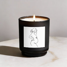 Maternale Elegantie: Zwangere Vrouwen Line Art Ronde Sticker