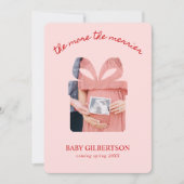 Maternity Christmas Kaart Roze & Rood Moderne Foto (Voorkant)