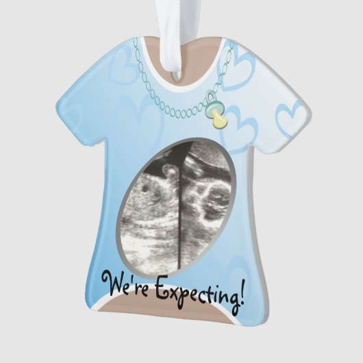 Maternity Shirt Blue Baby aangekondigd Ornament (voorkant)