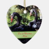 Mates for Life Black Swans 1st kerstversiering Keramisch Ornament (Rechts)