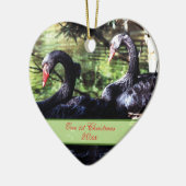 Mates for Life Black Swans 1st kerstversiering Keramisch Ornament (Links)
