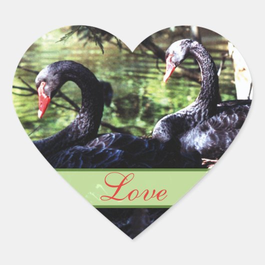 Mates for Life Black Swans Heart Shaped Sticker (Voorkant)