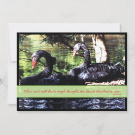 Mates for Life Black Swans Wedding Invitation Kaart