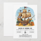 Matey aangepaste boot piraat verjaardag kaart (Voorkant / Achterkant)