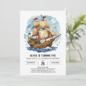 Matey Happy Nautical Pirate Verjaardag Kaart (Staand voorkant)