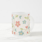 Matglas koffiemok met bloemen (Voorkant rechts)