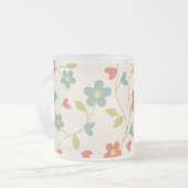 Matglas koffiemok met bloemen (Voorkant links)