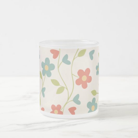 Matglas koffiemok met bloemen (Center)